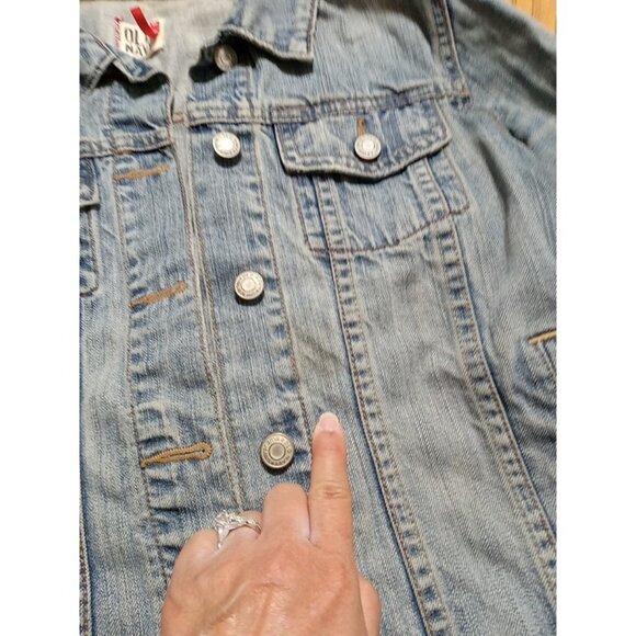 OLD NAVY Denim Jacket Jeans Womens MEDIUM Denim BLUE Preowned Summer Spring - Picture 3 of 12